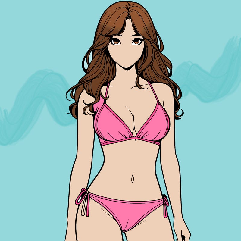 realistic girl with a revealing swimsuit