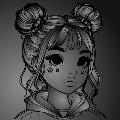 realistic girl with space buns