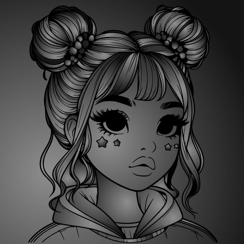 realistic girl with space buns