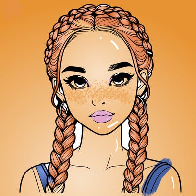 realistic girl with braids