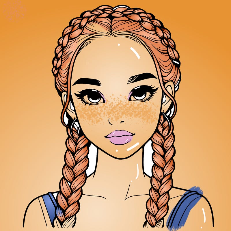 realistic girl with braids