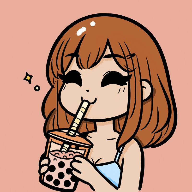 a girl drinking boba