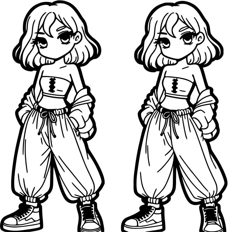 girl in crop top and baggy pants