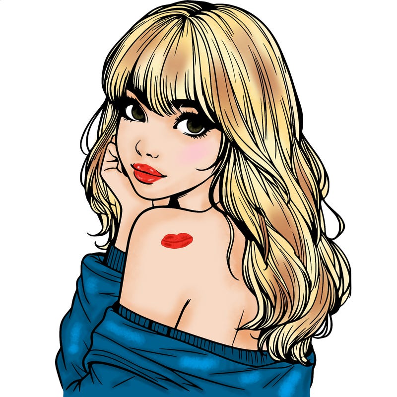 realistic girl with bangs looking over her shoulder