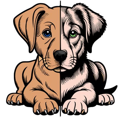 realistic dog split picture