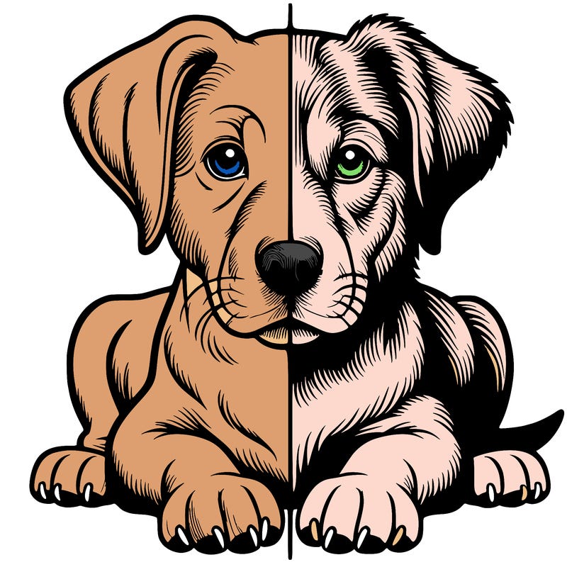 realistic dog split picture