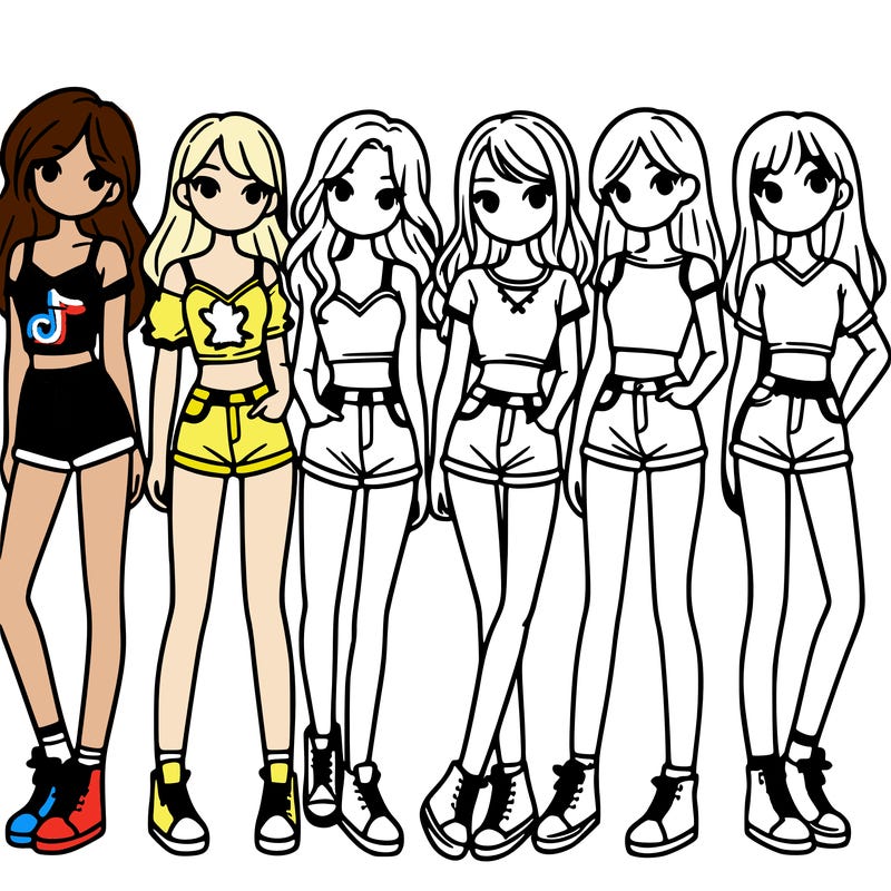 a group of girls wearing crop tops and shorts