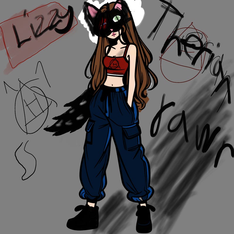 girl in baggy pants crop top and long hair