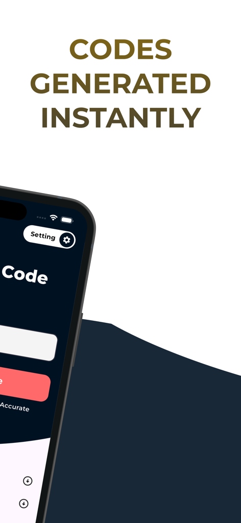Radio Codes Generator VW - Oberfläche der VW Radio Code Generator App, die die sofortige Generierung von Codes für Autoradios hervorhebt.