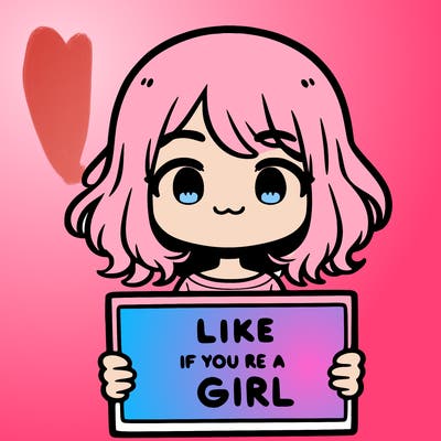 a cute girl holding a sign that says like if you’re a girl