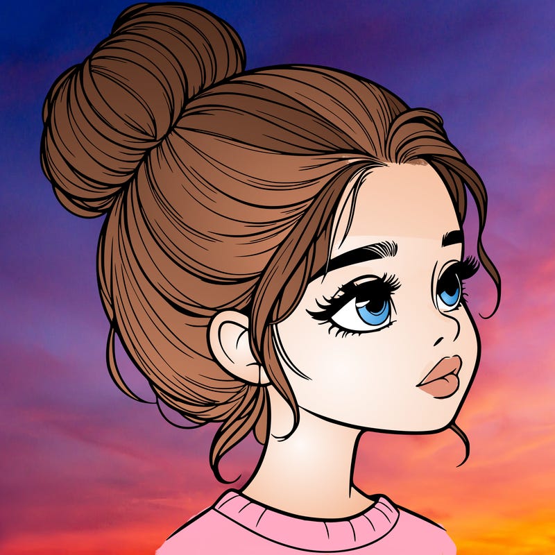 realistic girl with bun