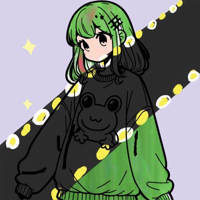 girl wearing frogging sweatshirt