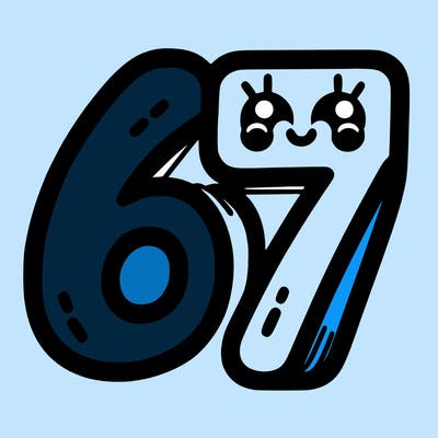 the numbers 67