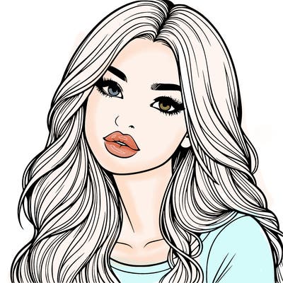 realistic girl with hair on her hair and lips