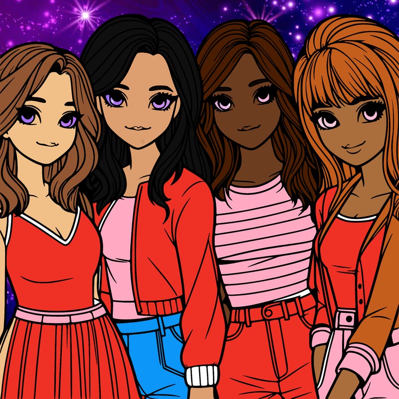 a group of girls realistic