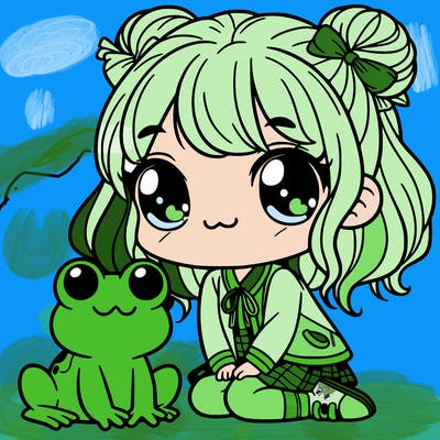 cute girl with frog