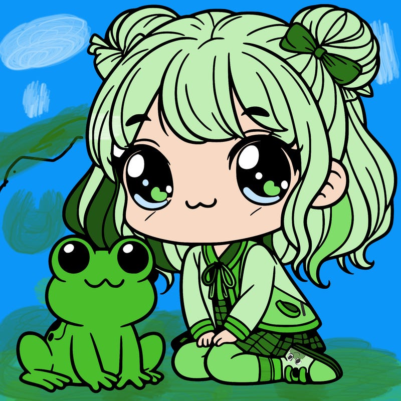 cute girl with frog
