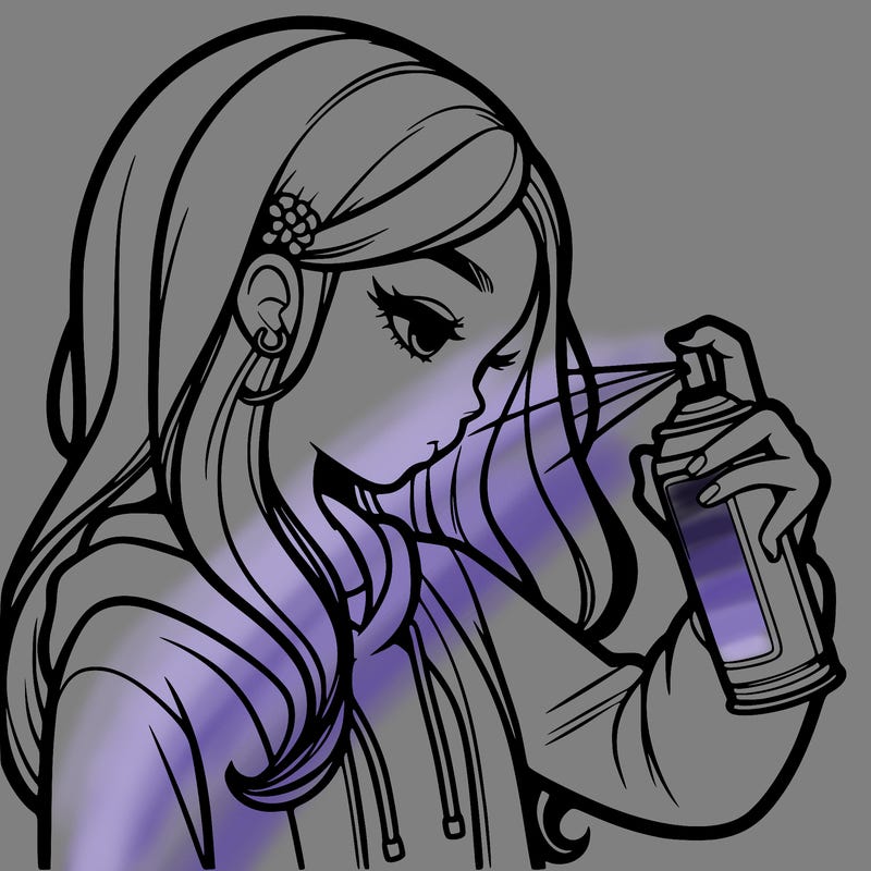 a realistic girl spray painting