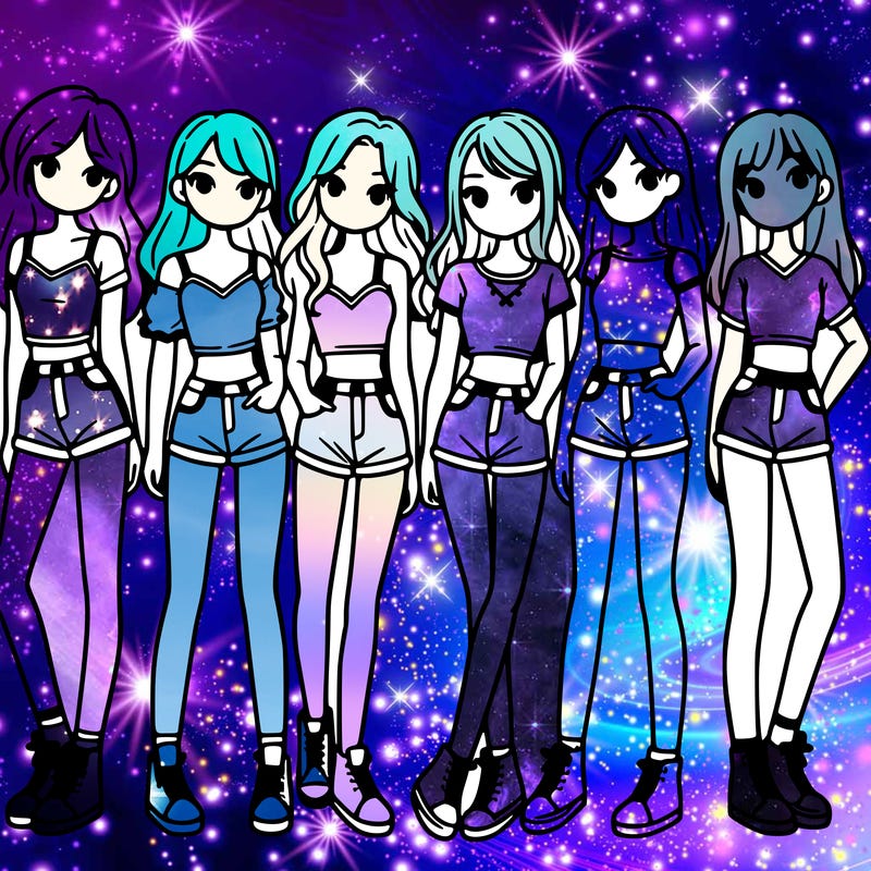 a group of girls wearing crop tops and shorts