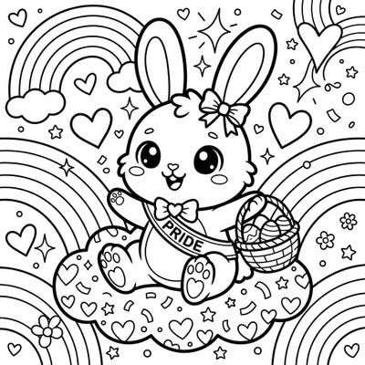 Hop into a world of joy and acceptance with our delightful Baby Easter Bunny Pride coloring page! This charming template combines the sweetness of an Easter bunny with the vibrant spirit of Pride Month, ready for your creative touch.