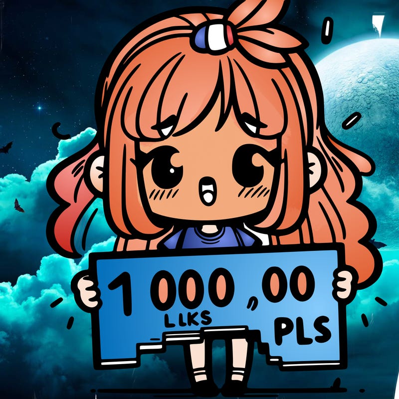 girl holding a sign saying 100000 lks pls