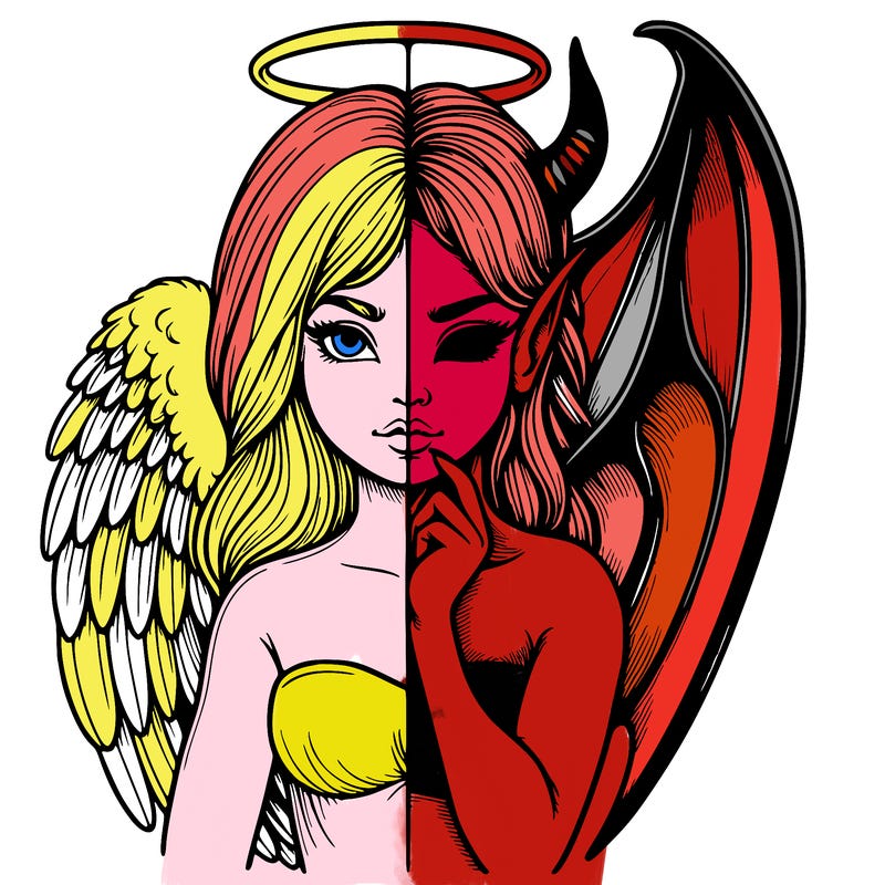 realistic angel half demon