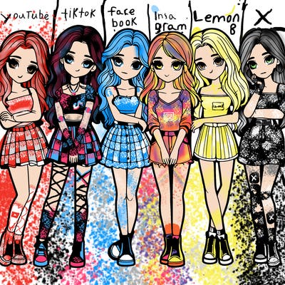 a group of girls realistic