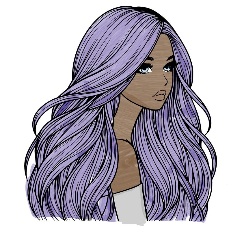 realistic girl with long realistic hair