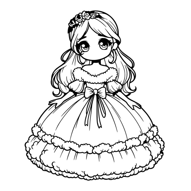 realistic princess wearing a fluffy dress