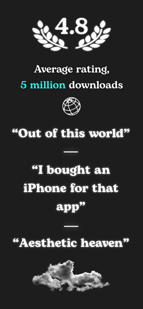 Valutazioni e recensioni dell'app R4VE che mostrano un punteggio di 4,8 stelle e 5 milioni di download.