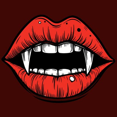 lips with vampire teeth