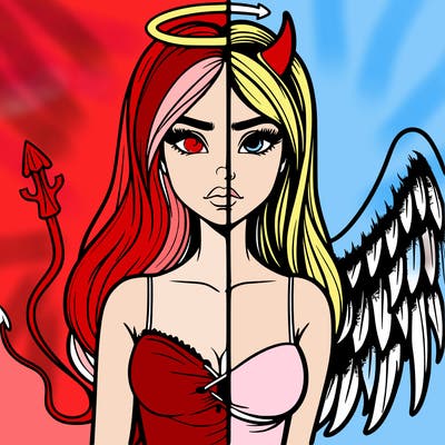 devil vs angel realistic girl