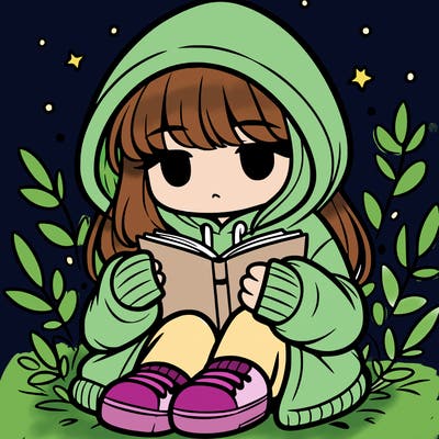 girl in oversized hoodie reading a book