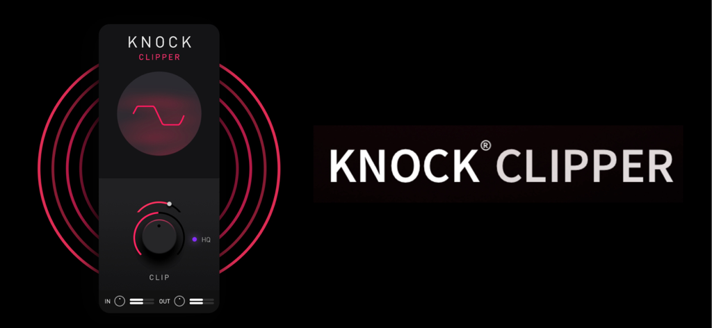 Interface do aplicativo de produção musical KNOCK Clipper com um botão central de ajuste de clip e exibição de forma de onda