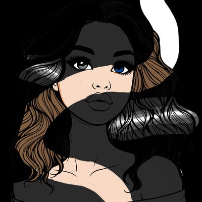 realistic girl with wavy hair and lips