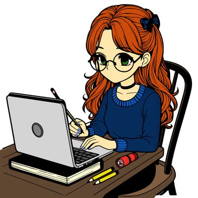 realistic girl with laptop