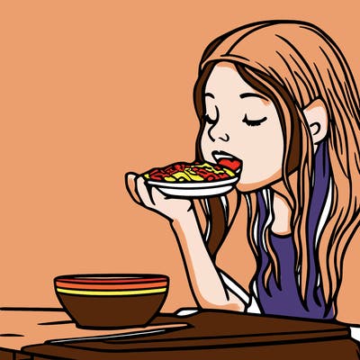 a girl eating