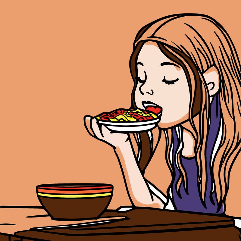 a girl eating