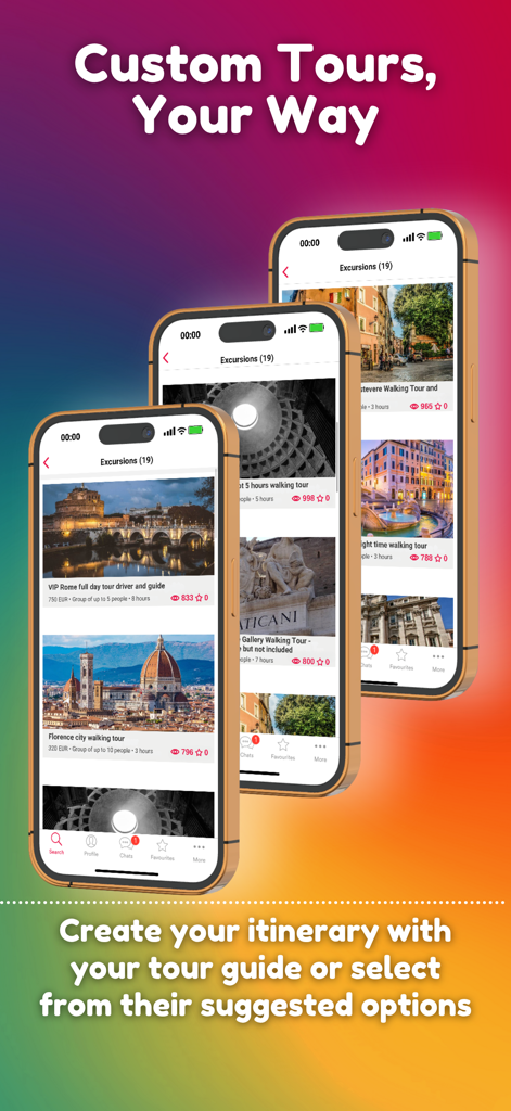Private Guide World - Private Guide World app displaying custom tour options and personalized itineraries on mobile screens