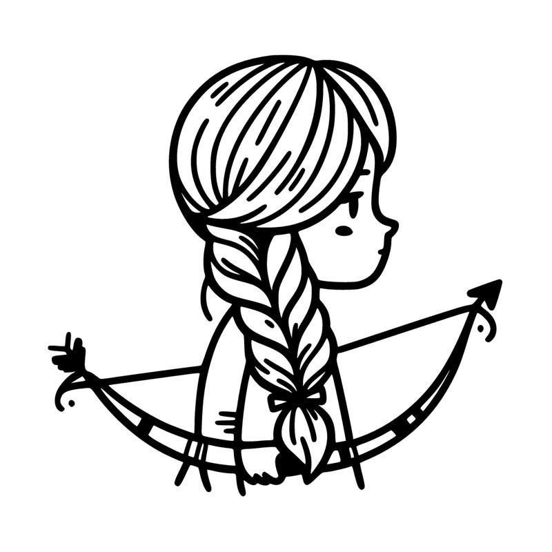 girl with side braid with bow and arrow
