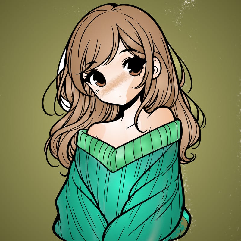 shy pretty girl wearing a sweater that is falling off one shoulder portrait