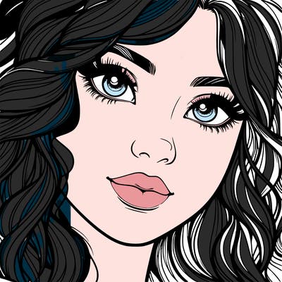 beautiful realistic girl close up to the camera with wavy hair,