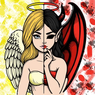 realistic angel half demon