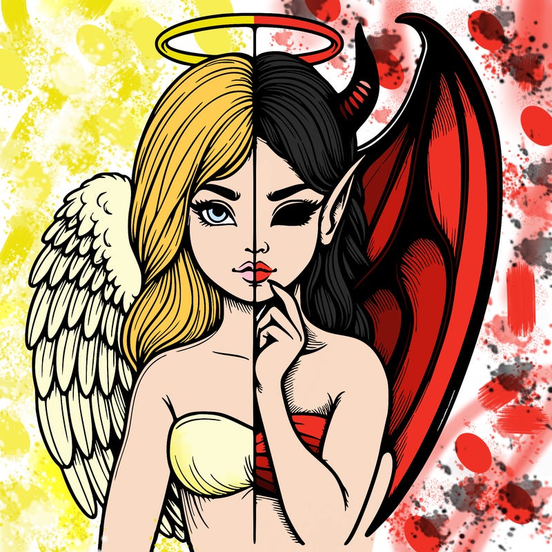 realistic angel half demon