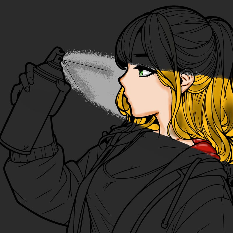 a realistic girl spray, painting