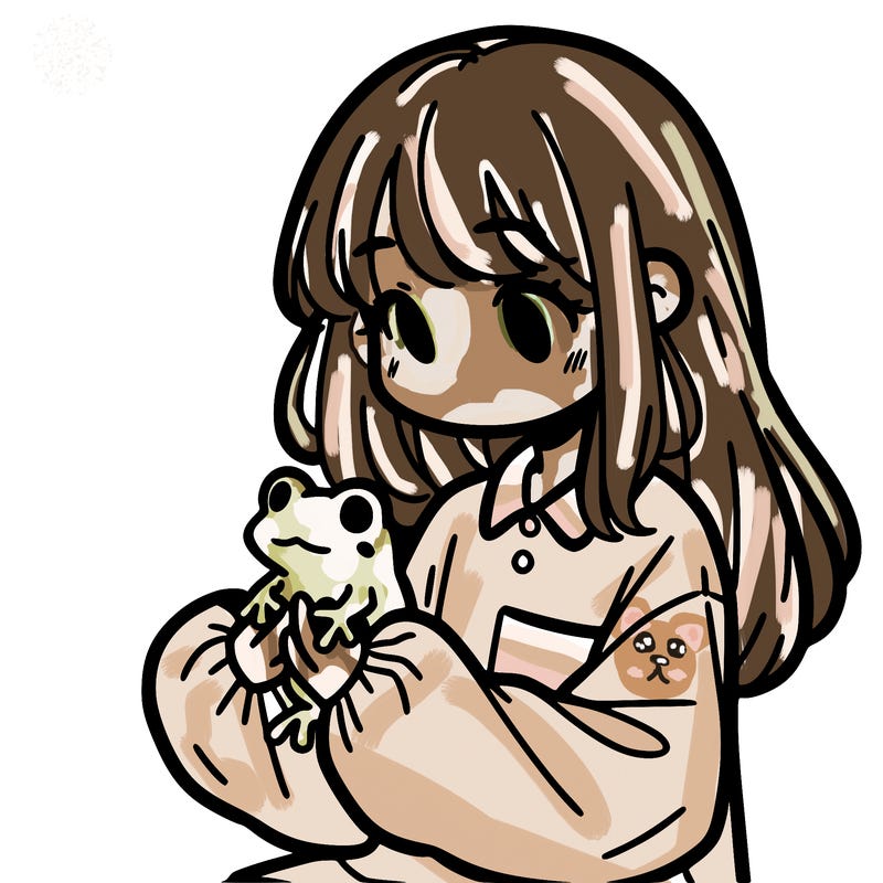 girl with long hair and a oversized shirt. and she is holding a frog
