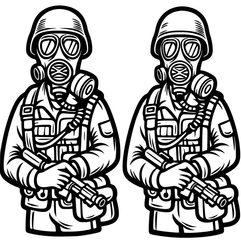 a soldier wearing gas mask