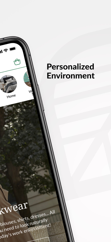 Simons - A Fashion Destination - A smartphone screen displaying the Simons fashion app with a personalized shopping environment header.