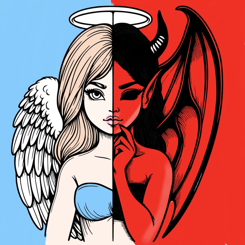 realistic angel half demon