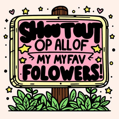 a sign saying shoutout to  all of my fav followers!